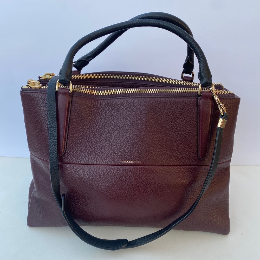 Eggplant multi pocket Coach satchel